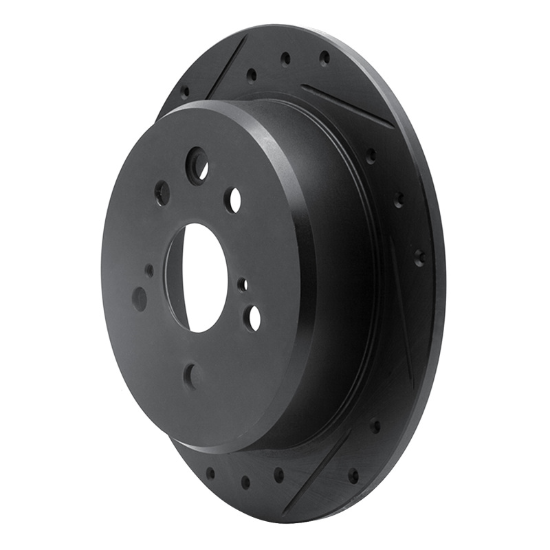 Lexus IS250 Brake Rotor (1) - Rear Left - R1 Concepts - Drilled & Slotted - Black - `06-`15